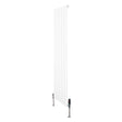 Radiador plano de coluna simples em branco, com design vertical e válvulas, ideal para aquecimento eficiente e moderno