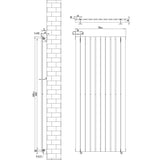 Radiador plano de coluna simples cinzento antracite, dimensões 1600 x 700 mm, com design moderno e acabamento liso e elegante