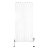 Radiador plano de coluna simples, 1600 x 700 mm, acabamento branco, com válvulas cromadas e design vertical elegante e moderno