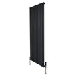 Radiador plano de coluna simples, 1600 x 700 mm, acabamento preto, com válvulas metálicas e design moderno e elegante