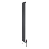 Radiador plano de coluna simples cinzento antracite, 1800 mm x 280 mm, com válvulas, design elegante e moderno, ideal para aquecimento