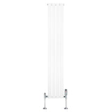 Radiador plano de coluna simples, 1800 mm x 280 mm, na cor branca, com acabamento liso e válvulas cromadas na base