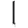 Radiador plano de coluna simples, 1800 mm x 280 mm, na cor preta, com design elegante e válvulas na base para instalação fácil