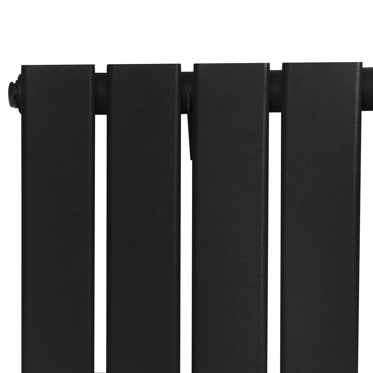 Radiador plano de coluna simples preto, com design moderno e acabamento texturizado, medindo 1800 mm x 280 mm, ideal para aquecimento
