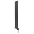 Radiador plano de coluna simples em cinzento antracite, com design vertical e válvulas, medindo 1800 mm x 420 mm