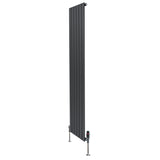 Radiador plano de coluna simples em cinzento antracite, com design vertical e válvulas, medindo 1800 mm x 420 mm