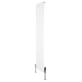 Radiador plano de coluna simples branco, 1800 mm x 420 mm, com acabamento liso e válvulas metálicas na base para aquecimento eficiente