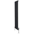 Radiador plano de coluna simples, 1800 mm x 420 mm, na cor preta, com design elegante e válvulas na base para aquecimento eficiente
