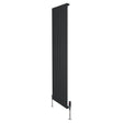 Radiador plano de coluna única, 1800 mm x 560 mm, na cor preta, com design moderno e válvulas cromadas na base