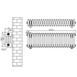 Radiador tradicional de 4 colunas em cinzento antracite, com dimensões de 300 x 1010 mm, ideal para aquecimento eficiente e elegante