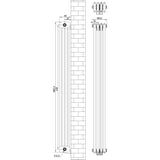 Radiador tradicional de 4 colunas em cinza antracite, com válvulas, medindo 1800 x 200 mm, ideal para aquecimento eficiente e elegante