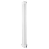 Radiador tradicional branco de 4 colunas, 1800 x 200 mm, com válvulas, apresentando acabamento liso e design elegante e moderno