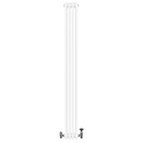 Radiador tradicional branco de 4 colunas, com válvulas, medindo 1800 x 200 mm, apresentando um design elegante e minimalista