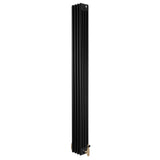 Radiador tradicional preto de 4 colunas, 1800 x 200 mm, com válvulas em latão, apresentando um design elegante e moderno