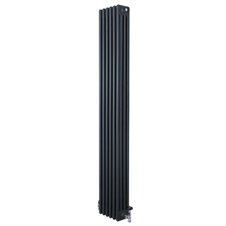 Radiador tradicional de 4 colunas em cinza antracite, com acabamento liso e design vertical, ideal para aquecimento eficiente