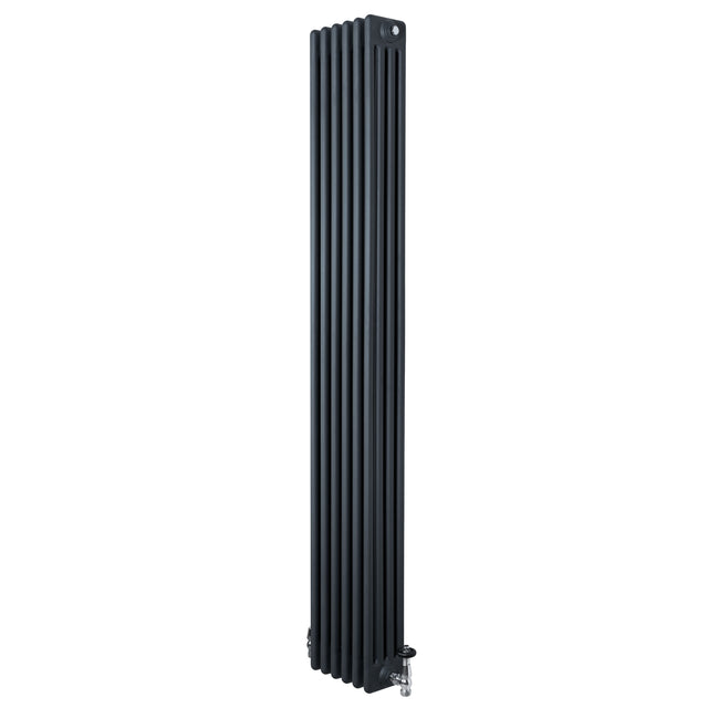 Radiador tradicional de 4 colunas em cinza antracite, com acabamento liso e design vertical, ideal para aquecimento eficiente
