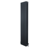 Radiador tradicional de 4 colunas, cinza antracite, com acabamento liso e válvulas, ideal para aquecimento em ambientes modernos