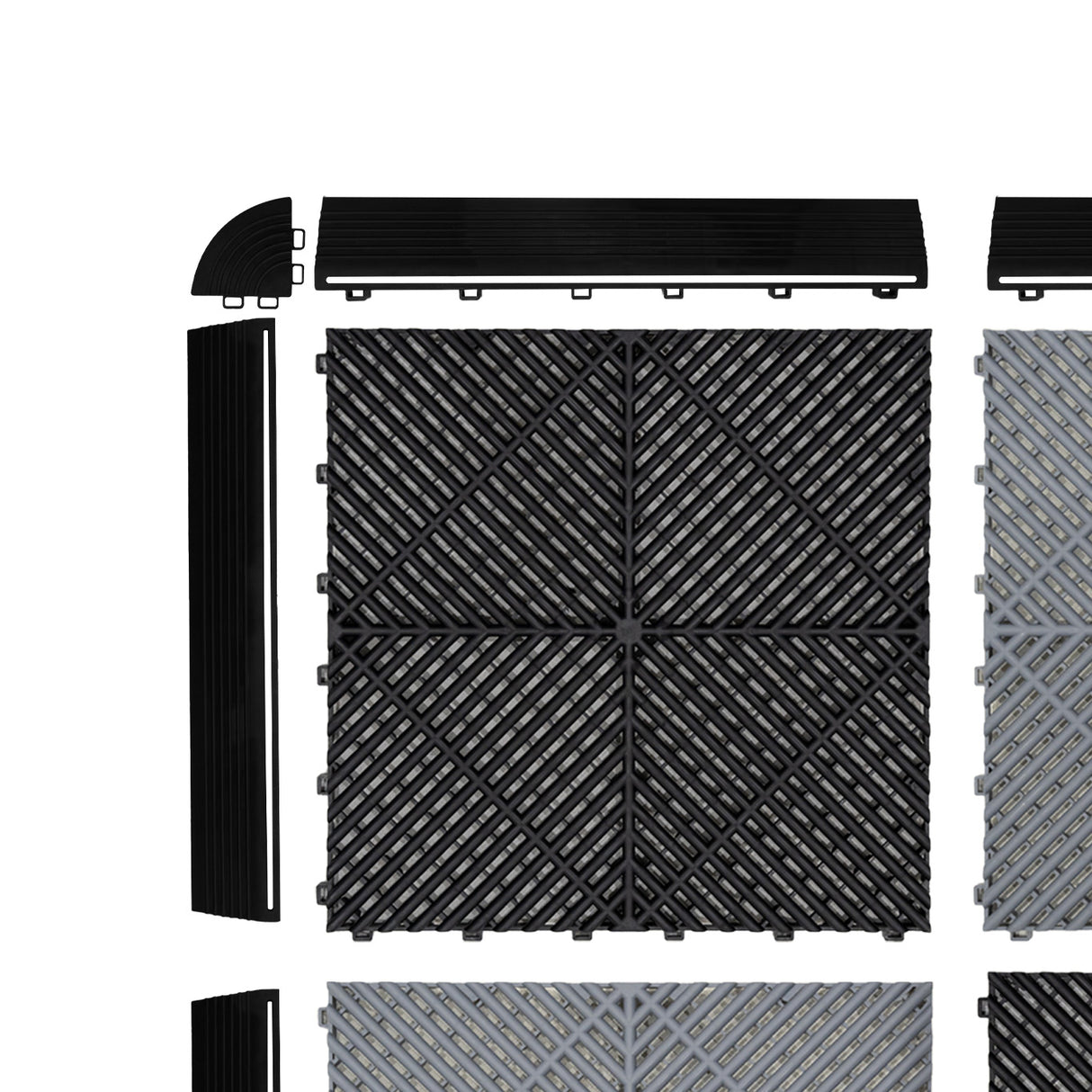 Placas de Polipropileno com Canais de Ventilação (240un) e Bordas - Preto (120un) e Cinza (120un)