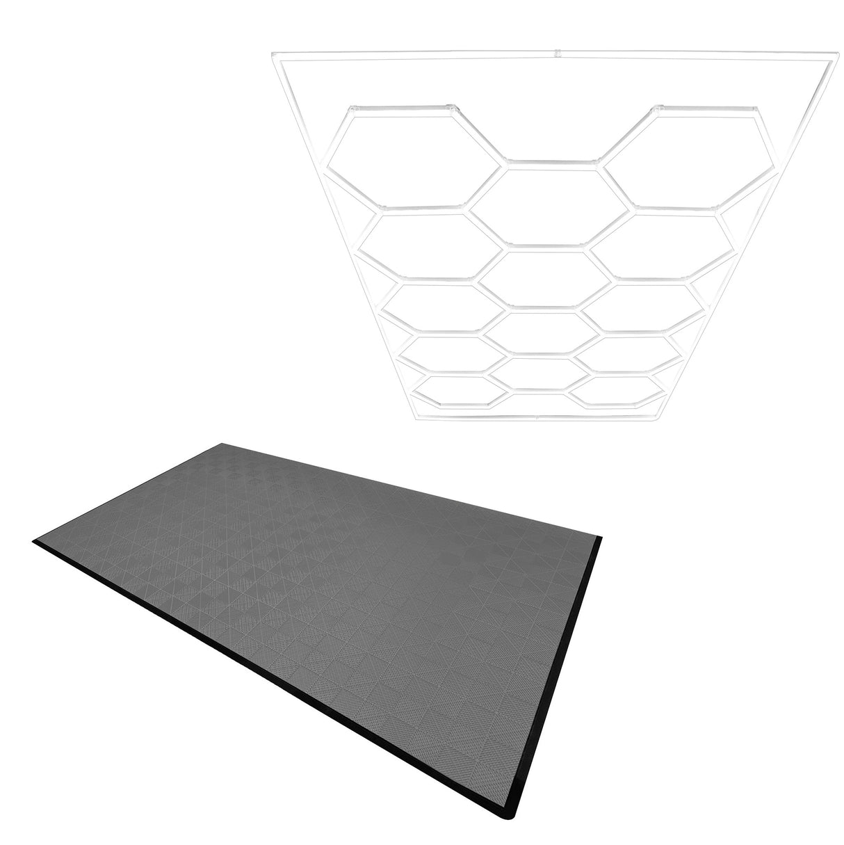 Placas de Polipropileno (120 un) com Bordas - Cinza + Luz LED Hexagonal para Teto
