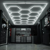 Placas de Polipropileno (120 un) com Bordas - Cinza + Luz LED Hexagonal para Teto