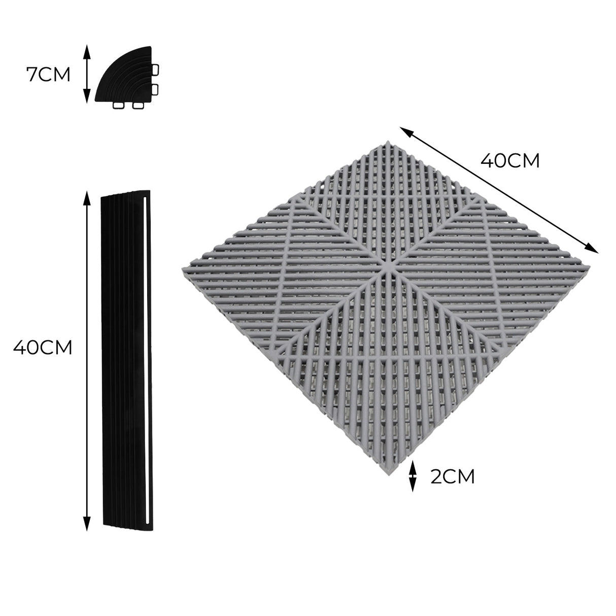 Placas de Polipropileno (120 un) com Bordas - Cinza + Luz LED Hexagonal para Teto