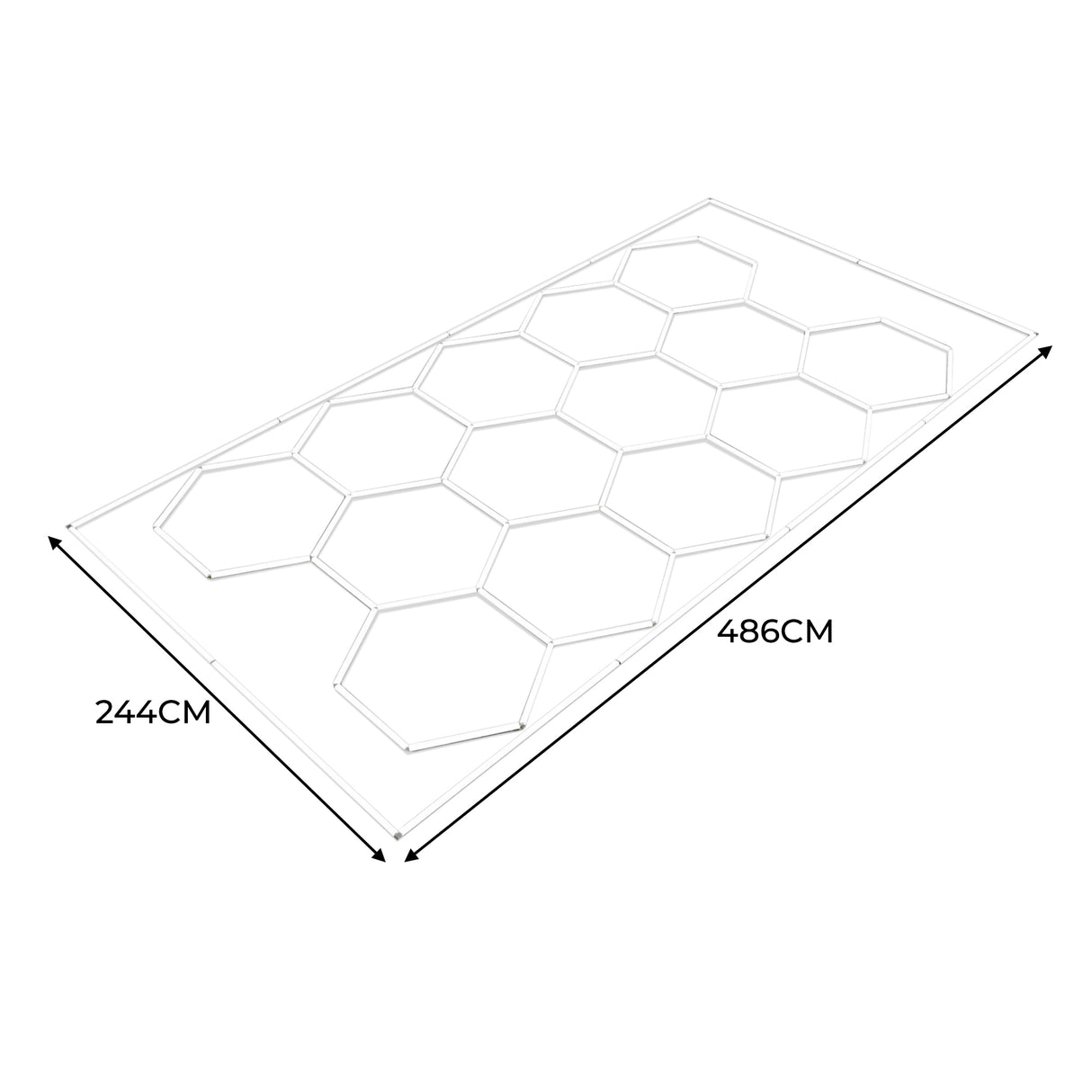 Placas de Polipropileno (120 un) com Bordas - Cinza + Luz LED Hexagonal para Teto