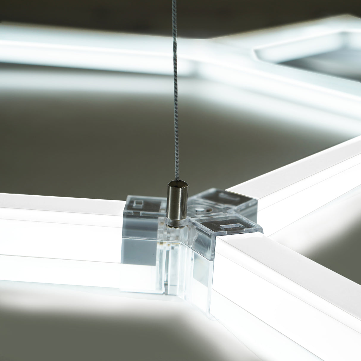 Placas de Polipropileno (120 un) com Bordas - Cinza + Luz LED Hexagonal para Teto