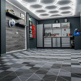 Placas de Polipropileno (120 un) com Bordas - Preto(60) e Cinza(60) + Luz LED Hexagonal para Teto