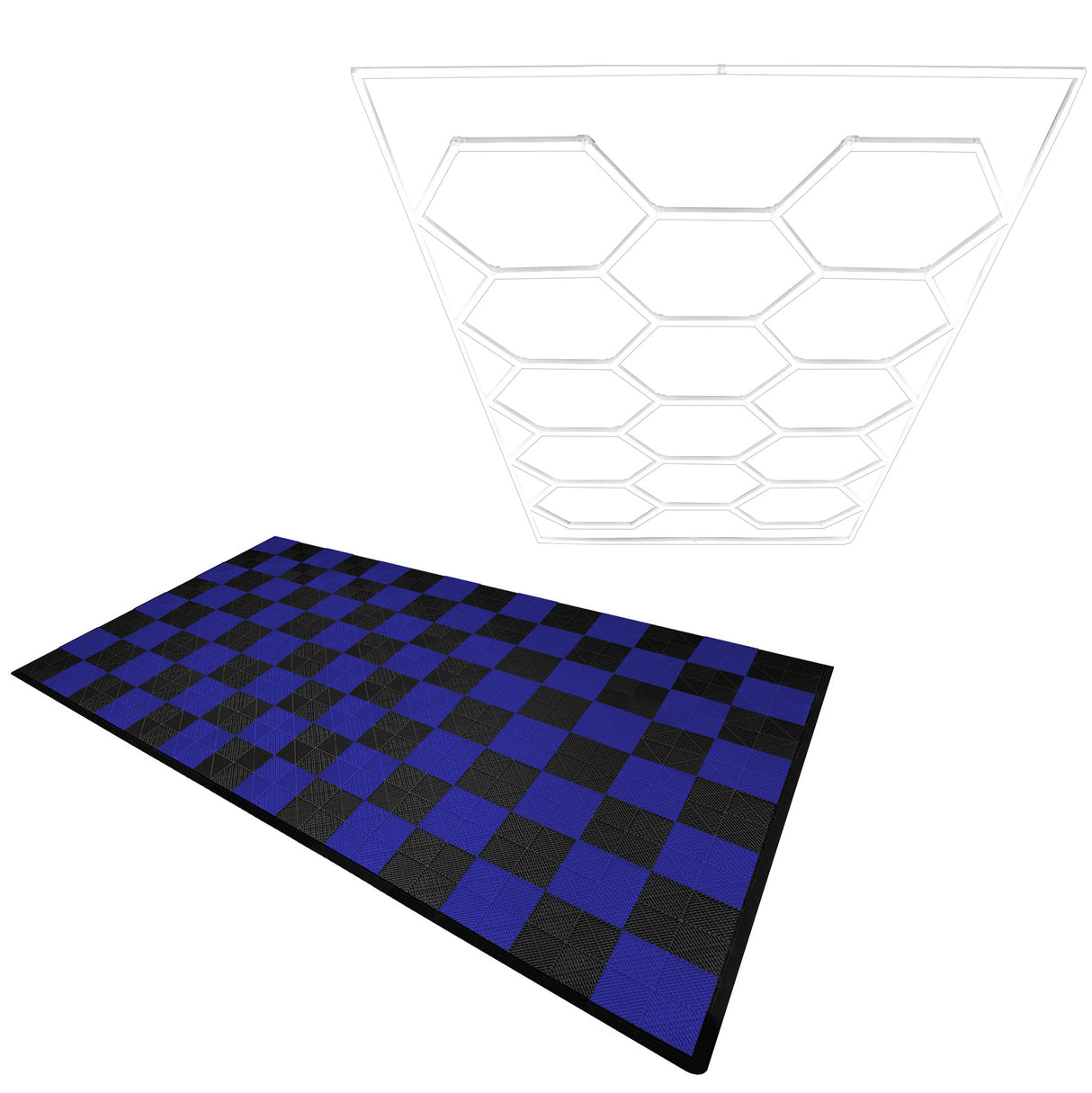 Placas de Polipropileno (120 un) com Bordas - Preto(60) e Azul (60) + Luz LED Hexagonal para Teto