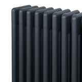 Radiador tradicional de 4 colunas em cinza antracite, com acabamento liso e design elegante, ideal para aquecimento eficiente