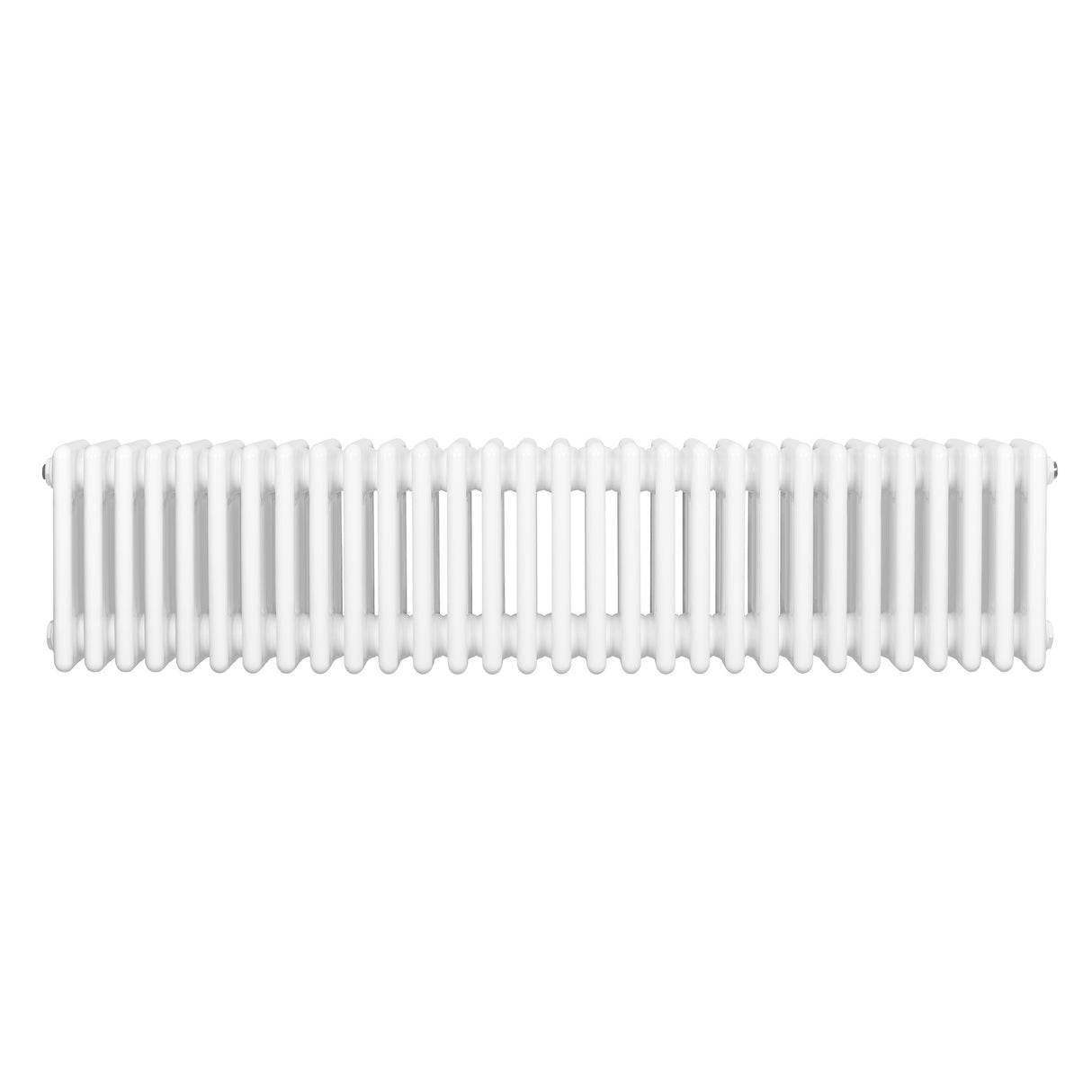 Radiador tradicional de 4 colunas em branco, com design elegante e superfície lisa, ideal para aquecimento em ambientes internos
