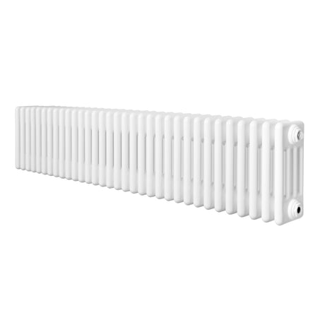 Radiador tradicional de 4 colunas em branco, com design retangular e superfície lisa, ideal para aquecimento eficiente de ambientes