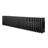 Radiador tradicional preto de 4 colunas, 300 x 1505 mm, com acabamento liso e design elegante, ideal para aquecimento eficiente