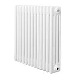Radiador tradicional branco de 4 colunas, com acabamento liso e design clássico, ideal para aquecimento de ambientes pequenos
