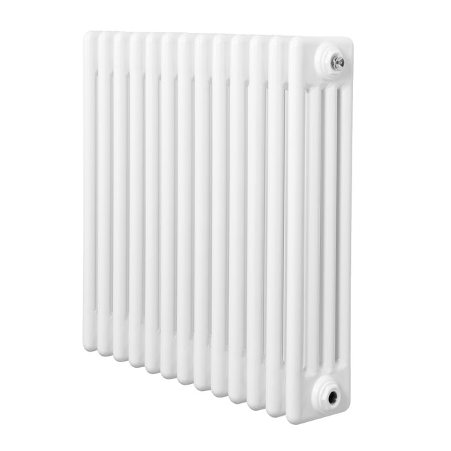 Radiador tradicional branco de 4 colunas, com acabamento liso e design clássico, ideal para aquecimento de ambientes pequenos