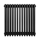 Radiador tradicional de 4 colunas, 600 x 605 mm, na cor preta, com acabamento liso e formato retangular, ideal para aquecimento eficiente