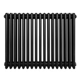 Radiador tradicional preto de 4 colunas, com acabamento liso e formato retangular, ideal para aquecimento de ambientes pequenos