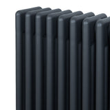 Radiador tradicional de 4 colunas em cinza antracite, com acabamento liso e linhas retas, ideal para aquecimento eficiente e elegante