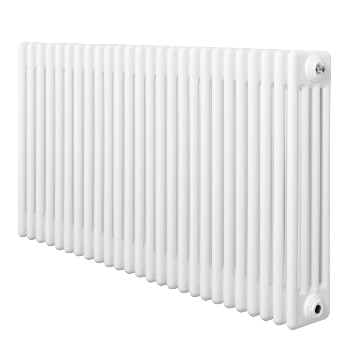 Radiador tradicional de 4 colunas em branco, com acabamento liso e moderno, ideal para aquecer ambientes com eficiência