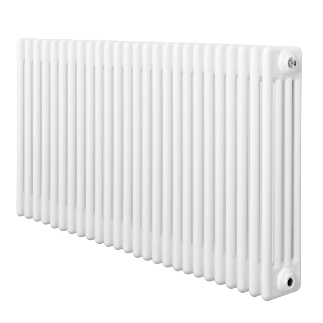 Radiador tradicional de 4 colunas em branco, com acabamento liso e moderno, ideal para aquecer ambientes com eficiência