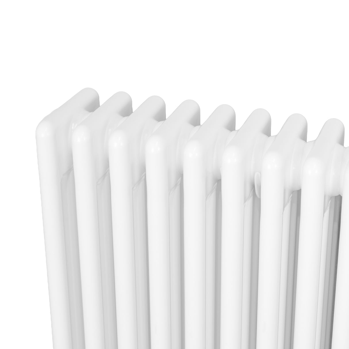 Radiador tradicional de 4 colunas em branco, com acabamento liso e moderno, ideal para aquecer ambientes com estilo e eficiência