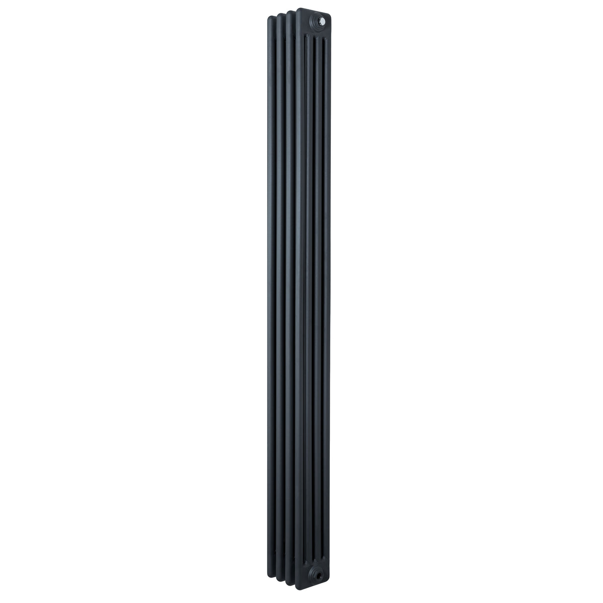 Radiador tradicional de 4 colunas em cinza antracite, com design vertical e superfície lisa, ideal para aquecimento eficiente