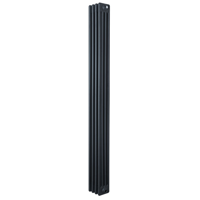 Radiador tradicional de 4 colunas em cinza antracite, com design vertical e superfície lisa, ideal para aquecimento eficiente