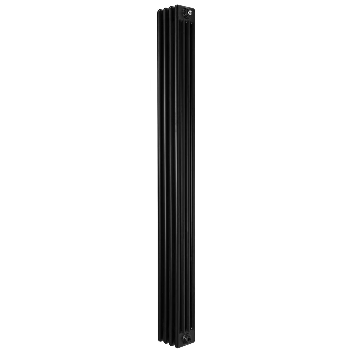Radiador tradicional preto de 4 colunas, 1800 x 200 mm, com acabamento liso e design vertical elegante para aquecimento eficiente