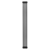 Radiador tradicional preto de 4 colunas, 1800 x 200 mm, com acabamento liso e estrutura vertical elegante, ideal para aquecimento