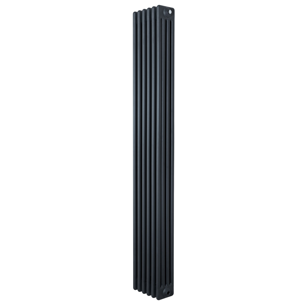 Radiador tradicional de 4 colunas em cinza antracite, com design vertical e acabamento liso, ideal para aquecimento de ambientes