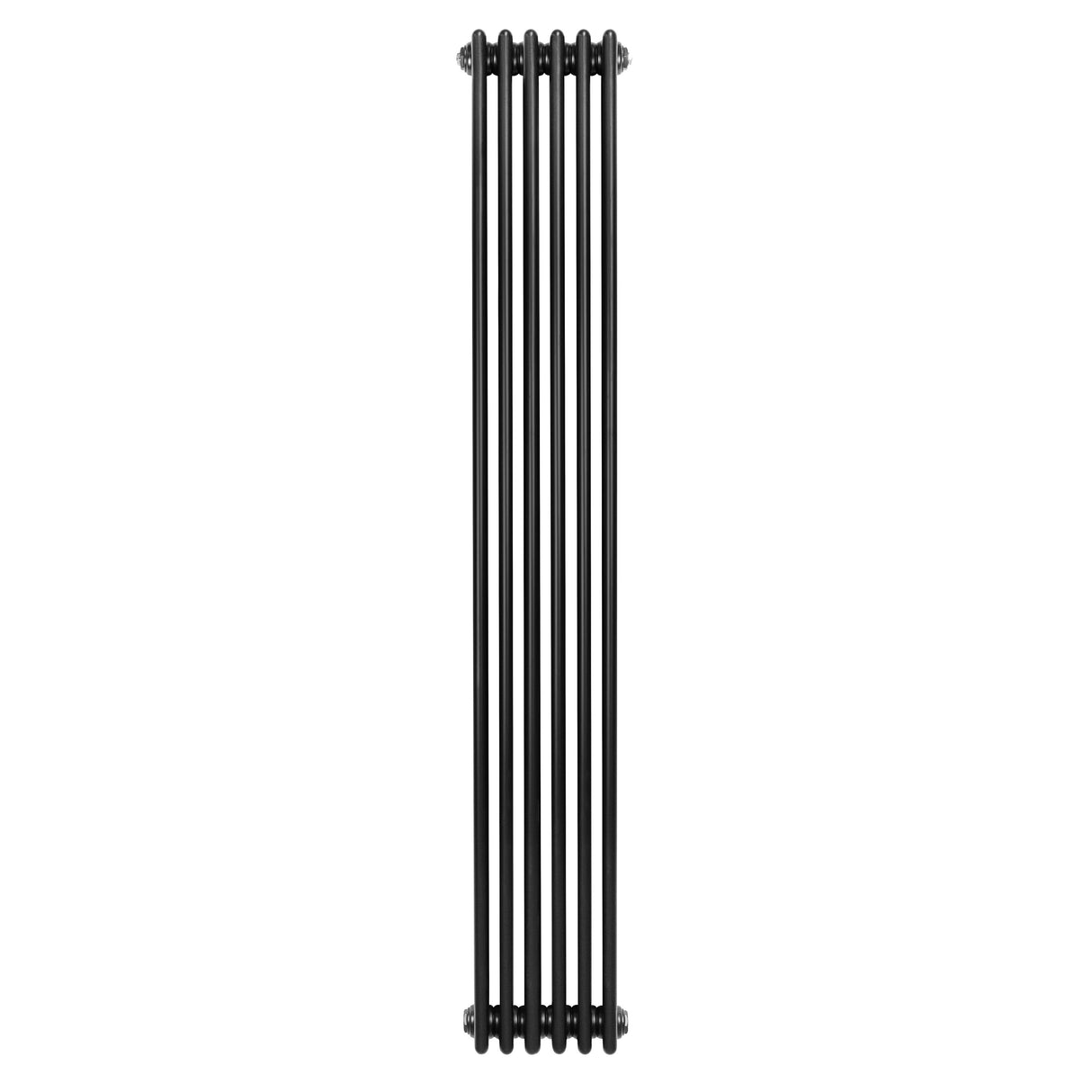 Radiador tradicional de 4 colunas em preto, com acabamento liso e estrutura vertical elegante, ideal para aquecimento de ambientes