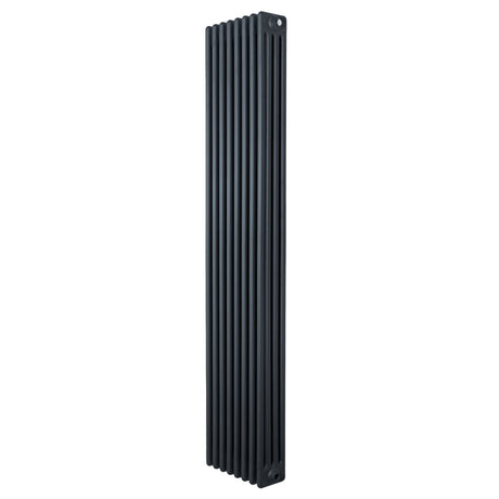 Radiador tradicional de 4 colunas em cinza antracite, com design vertical e superfície lisa, ideal para aquecimento eficiente