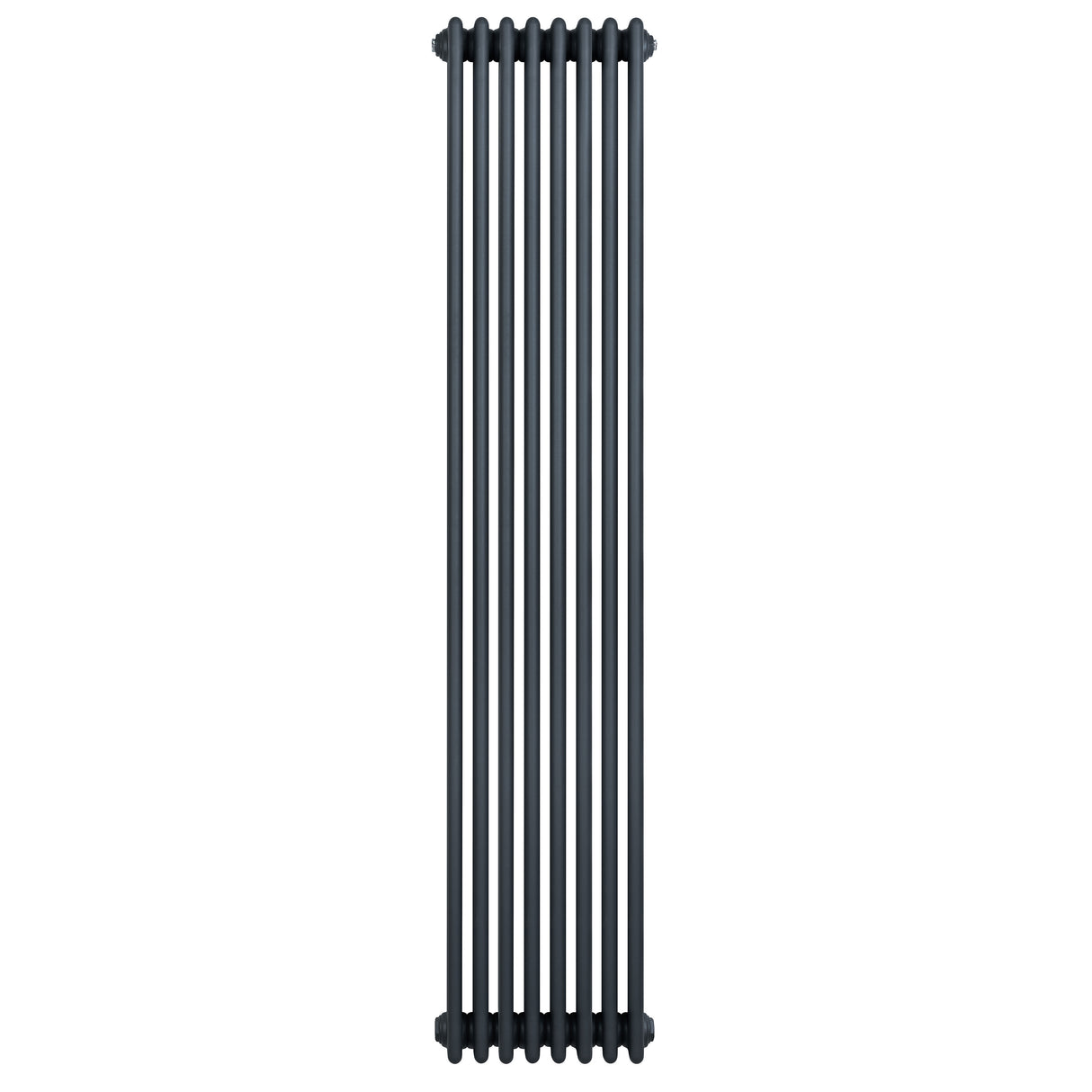 Radiador tradicional de 4 colunas em cinza antracite, com design vertical e acabamento liso, ideal para aquecimento eficiente