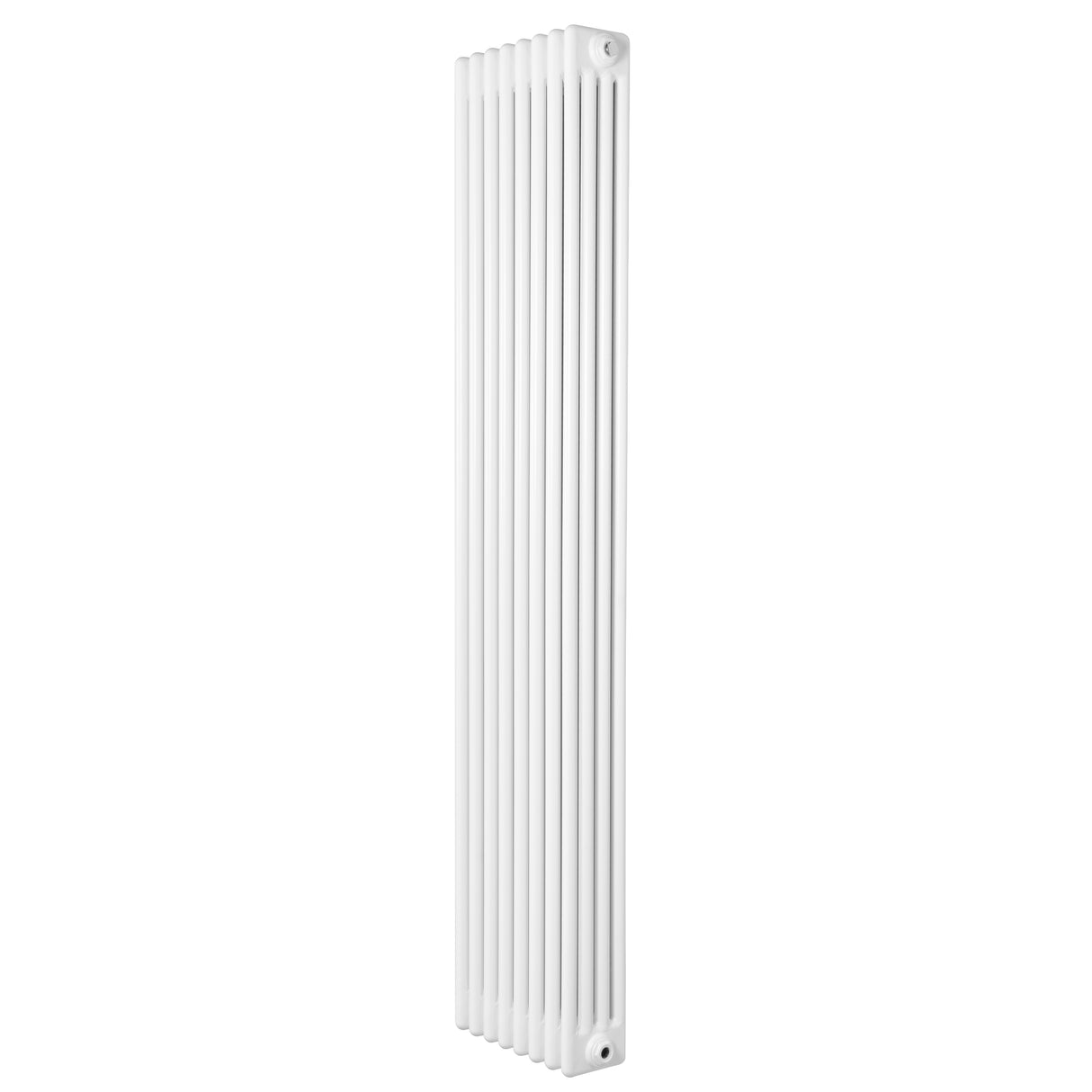 Radiador tradicional de 4 colunas, 1800 x 380 mm, na cor branca, com design vertical e superfície lisa e brilhante